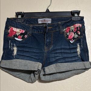 Floral Pocket Denim Shorts